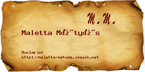 Maletta Mátyás névjegykártya